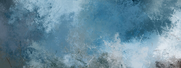 Wall Mural - blue gray and white abstract art painted grunge texture background with textured pattern in canvas w