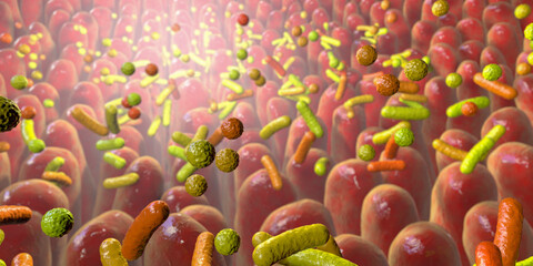 Poster - Human intestine with intestinal bacteria