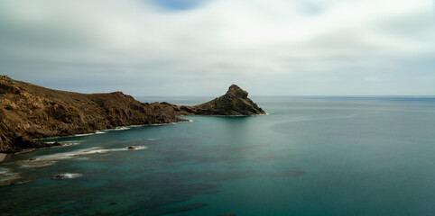 Poster - panorama view of the wild and rugged coastline of the Cabo de Gata Nature Reserve in Andalusia