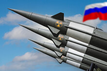 Russian Missiles With Warheads Are Ready To Launch. Missile Defense. Nuclear, Chemical Weapons. Radiation. Weapons Of Mass Destruction.