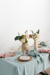 Canvas Print - Concept of romanitic Easter table