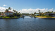 Channels with boats along the Indian River in Floriday