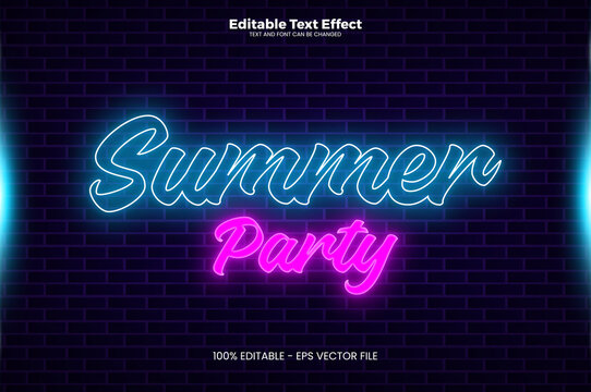 Summer Party Editable text effect in modern trend style