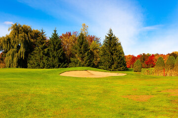 Sticker - Green lawns, trees with red foliage