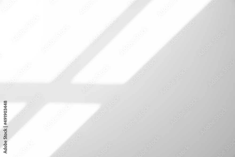 Natural Light and shadow from window overlay effect on white background ...