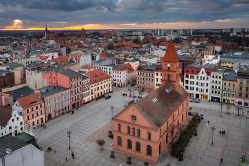 Wall Mural - Architecture of the old town in Torun at sunset, Poland.