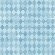 Watercolor Rhombus Seamless Pattern. Geometric Background In Shades Of Blue. Vintage Style. Stock Illustration.