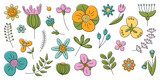 Fototapeta Dinusie - Flowers set. Floral and plants colorful vector elements.