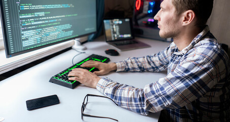 programmer developer making new code script, working on cybersecurity application