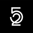 number 52 logo design vector image , 52 number logo icon  , number 52 25 logo 