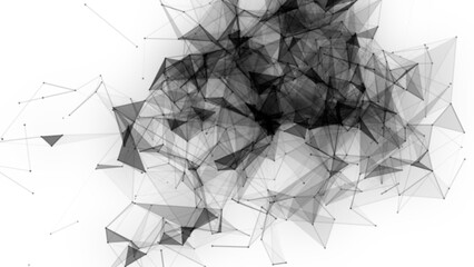 Poster - Plexus fantasy abstract technology. Abstract geometric background with moving lines, dots and triangles. Science. Medicine and technology