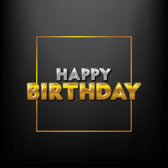 Happy Birthday Greeting with Gold Text on Black Background Vector Design