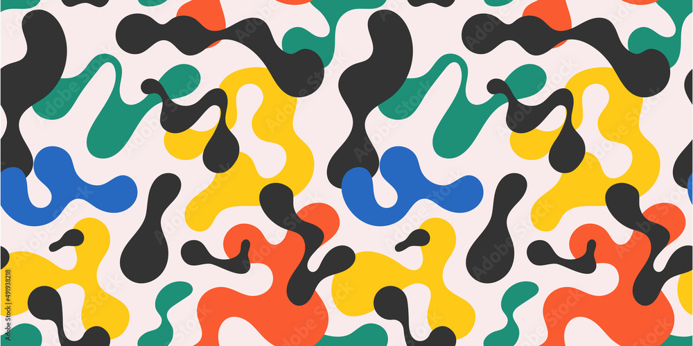 Colorful abstract doodle shape seamless pattern. Creative minimalist ...