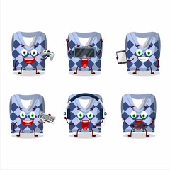 Canvas Print - Blue school vest cartoon character are playing games with various cute emoticons