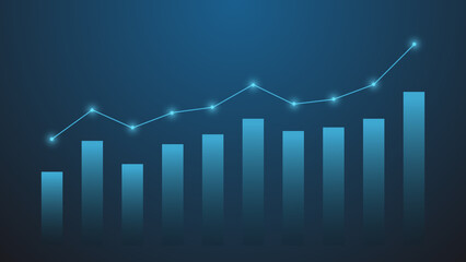 business and finance background concept. bar chart with uptrend line show earning growth and effective performance