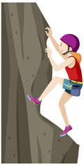 Wall Mural - People doing outdoor rock climbing on white background