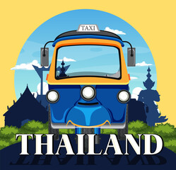 Wall Mural - Bangkok Thailand Tuk Tuk travel and tourist icon