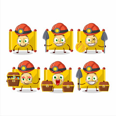 Wall Mural - miners yellow paper roll chinese cute mascot character wearing helmet