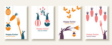 Set Of 4 Silhouette Easter Card Design 5  For Greeting,invitation,poster And Flyer Etc.