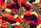 Fototapeta Młodzieżowe - Abstract geometric seamless pattern with hexagonal and polygonal shapes. Modern digital camo texture ornament for racing vinyl print. Vector background.
