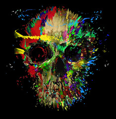 a beautiful and colorful skull abstract illustration for graphics