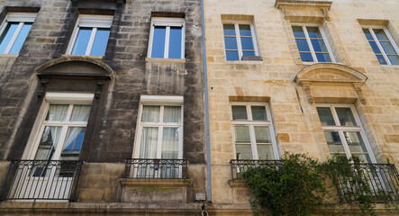 Wall Mural - before and after cleaning wall of clean building facades with difference between two house facade