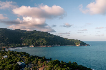 Wall Mural - wiew of a beautiful bay with a beach at sunset