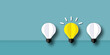 Glowing of light bulb on a blue background, Unique or different creative idea concepts, Innovation thinking creative, Success inspiration, leadership, Business idea, paper cut design style.
