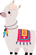 Cute Llama or Wooly Alpaca Character as Domesticated South Animal Standing