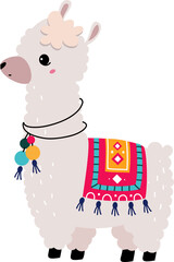 Poster - Cute Llama or Wooly Alpaca Character as Domesticated South Animal Standing