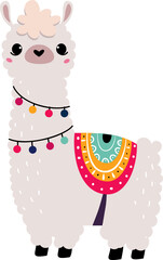 Poster - Cute Llama or Wooly Alpaca Character as Domesticated South Animal Standing