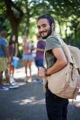 Sticker - Its the student life for me. Portrait of a handsome young man on campus.