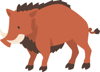 Sticker - Common Warthog Species with Ivory as Wild African Animal Living in Savannah