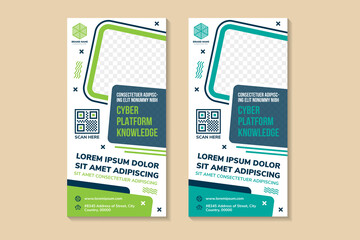 Wall Mural - green roll up business brochure flyer banner design vertical template vector, cover presentation abs