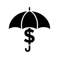 Financial Insurance Icon, Money With Umbrella Icon Vector.