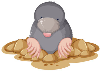 Poster - A little mole on white background