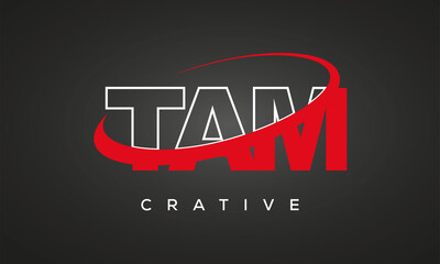 TAM creative letters logo with 360 symbol vector art template design