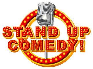 Canvas Print - stand up comedy logo with microphone