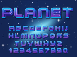 Wall Mural - A set of English alphabet space font on space background