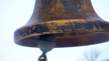 Musical Instrument. Ringing Metal Bell Close Up.