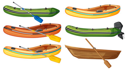 Sticker - Set of different boats on white background