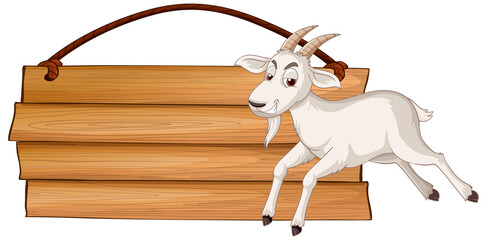 Poster - Isolated wooden banner with goat