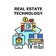 © vectorwin - Real Estate Technology Vector Icon Concept. Real Estate Technology For Searching And Researching Apartment Or House Online On Website And Mobile Phone Application Color Illustration