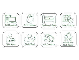 Canvas Print - habits of a successful student get organized, don't multitask, get enough sleep, set a schedule, tak