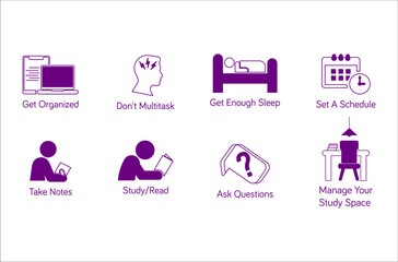 Canvas Print - habits of successful students get organized, don't multitask, get enough sleep, set a schedule, take