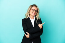 Brazilian Business Woman Over Isolated Background Pointing Finger To The Side