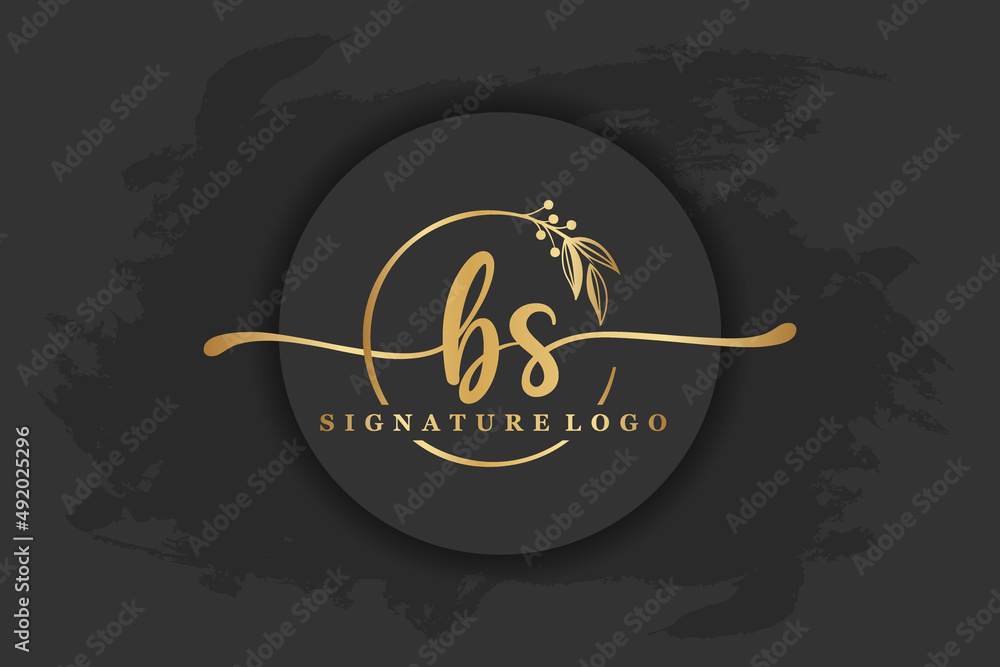 golden signature logo for initial letterLetter bs. Handwriting vector ...