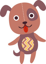 Brown Dog Animal With Cute Snout As Sewed Stuffed Toy For Kids Playing