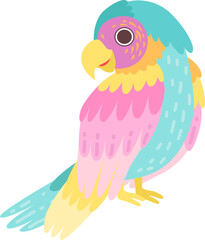 Sticker - Parrot with Bright Feathers and Beak as Exotic Bird with Colorful Plumage