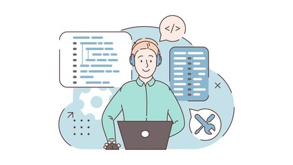 Wall Mural - workplace of the programmer. a programming language. front view. concept of script coding, programmi